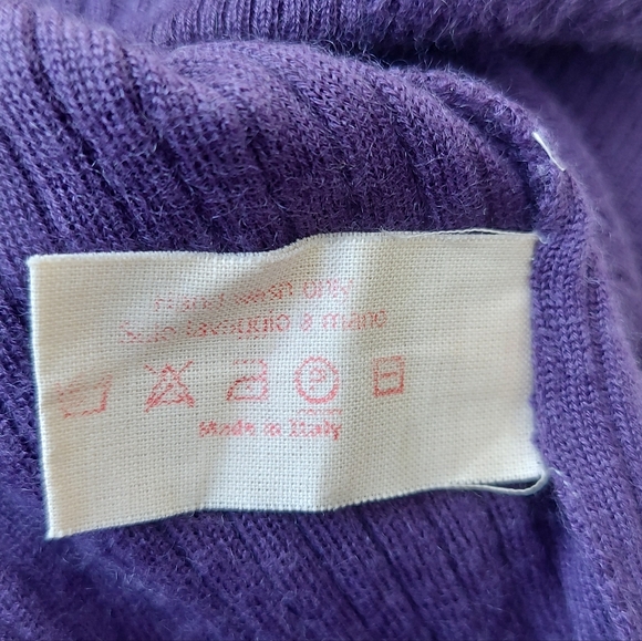 Marni Cashmere Cardigan Size 38 Purple Button-Up Fitted Stretch Cropped Rib Knit - Picture 7 of 7